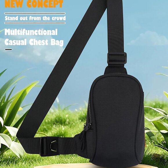 Light Blue Mini Crossbody Sling Bag for Men Women, Water-Resistant Nylon, Adjust - Picture 9 of 9